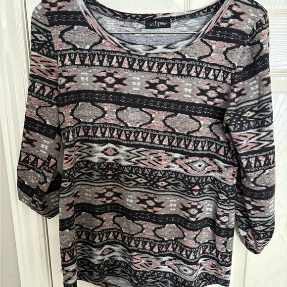 Eclipse Women's Patterned Top - Black, Gray, Pink - Picture 1 of 7
